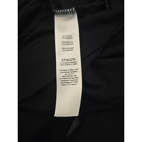 CHICOS Black Cold Shoulder Open Zippers Long Sleeves Stretch T Shirt  size 2 L - Picture 10 of 10